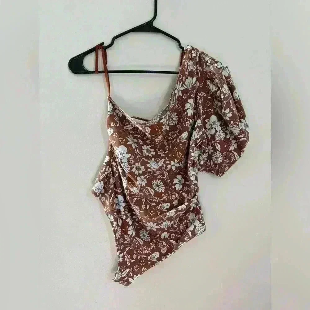 NWT Intimately Free People Somethin' Bout You Floral One Shoulder Bodysuit Large - Picture 2 of 5